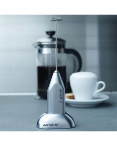 Satin Steel Milk Frother by Aerolatte with Stand