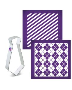 Argyle Stripe Necktie Cookie Mesh Stencil Set