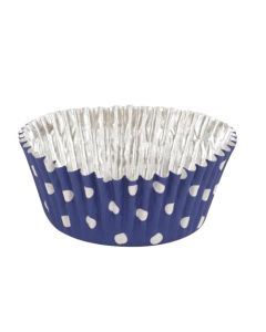 Foil Lined Blue Polka Dot Cupcake Liners