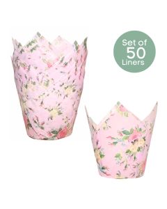 Boho Pink Roses Cupcake Liners