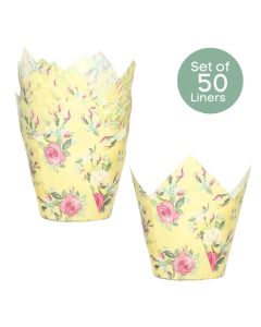 Boho Yellow Roses Cupcake Liners