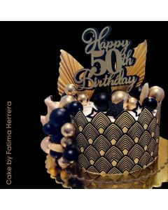 Icing Sheet Art Deco Feathers Gold