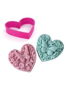 Chocolate Covered XL Bas Relief Heart Molds & Cutter Set