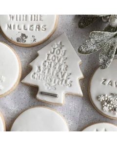 Cookie Embosser Joy Love Cheer Christmas Tree