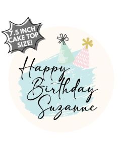 Customizable Icing Sheet Birthday Hats CAKE SIZE