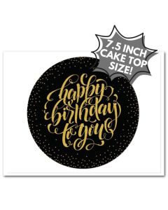 Icing Sheet Glitter Happy Birthday Black Cake Topper
