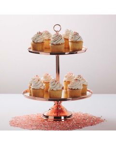 Contempo 2 Tier Dessert Stand Rose Gold Chrome