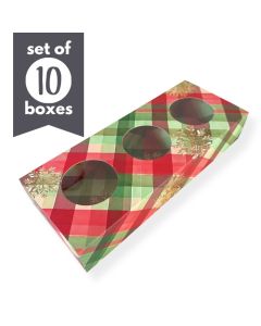 Cookie Treat Boxes 3 Cavity Christmas Plaid