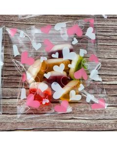 Self Seal Cookie Bags Pink & White Hearts