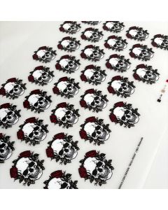 Chocolate Transfer Sheet Skull Roses Round Chablon