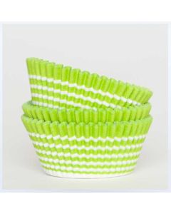 Cupcake Liners Striped Lime Green