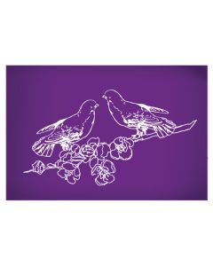 Doves on Flowering Branches Outline Mesh Stencil