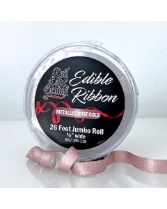 Edible Ribbon Metallic Rose Gold Narrow