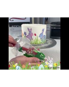 Icing Sheet Watercolor Rabbits Cake Wrap