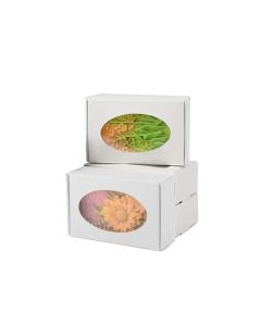 Oval Window Cookie Boxes White (Set of 10)