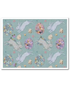 Icing Sheet Boho Bunnies & Eggs Teal