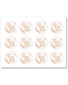 Icing Sheets Quinceneara Pink Floral Cookie