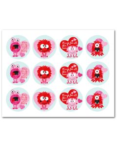 Icing Sheets Valentine's Day Monsters Cookie/Cupcake