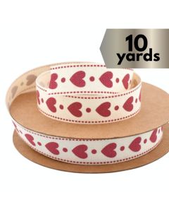 Ribbon Red Hearts Linen 
