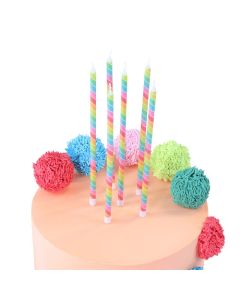 Tall Birthday Candles Rainbow Stripe