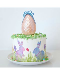 Icing Sheet Watercolor Rabbits Cake Wrap