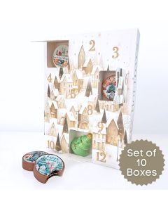 Winter Village 12 Day Cookie Advent Calendar Boxes (Set of 10)