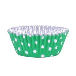 Foil Lined Green Polka Dot Cupcake Liners - Evil Cake Genius