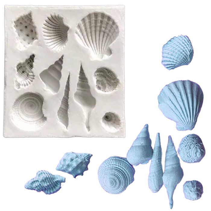 10 Cavity Mini Sea Shells Mold