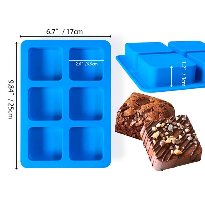 6 Cavity Treat Squares Mold (SKU 64566)