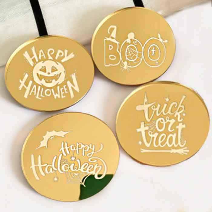 Halloween Acrylic Mirrored Cake Charm Set