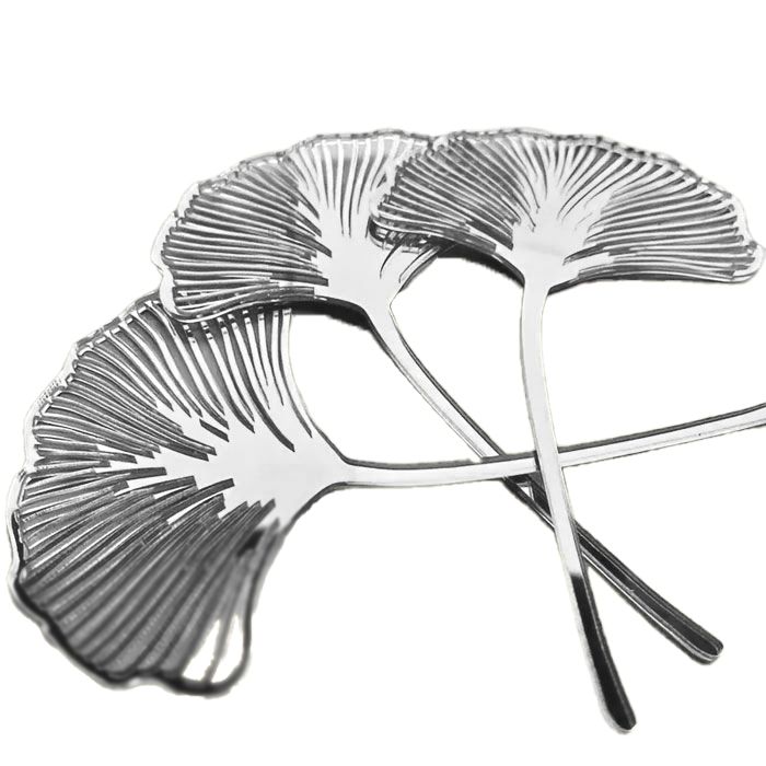 Acrylic Cake Charm Set Gingko Leaves Silver