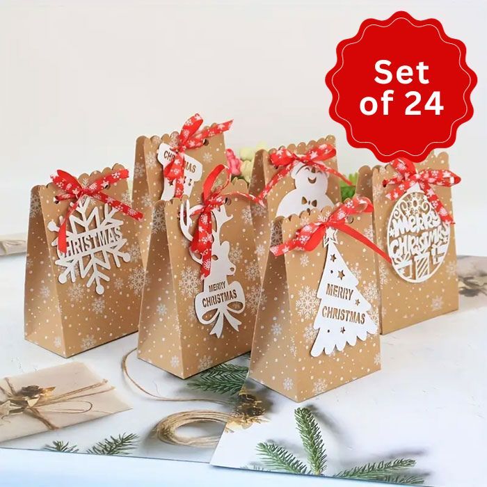 Snowflake Tented Treat Boxes Set of 24