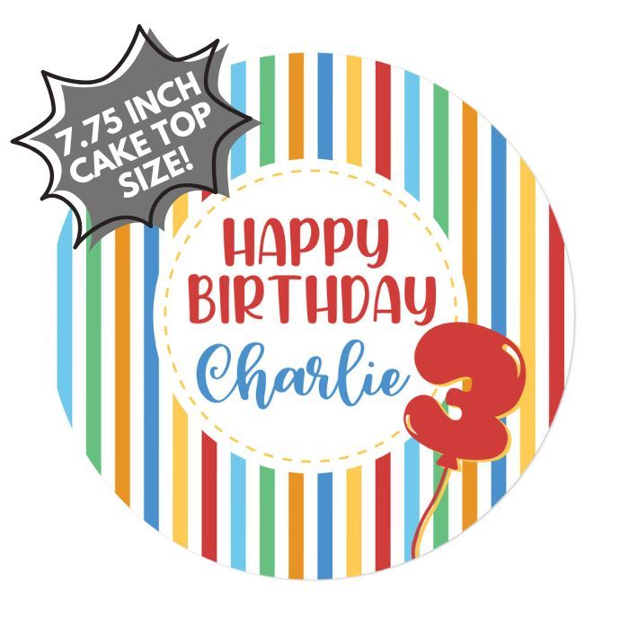 Customizable Icing Sheets Birthday Balloon CAKE SIZE