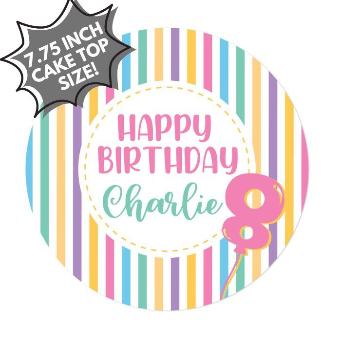 Customizable Icing Sheet Pastel Birthday Balloon CAKE SIZE
