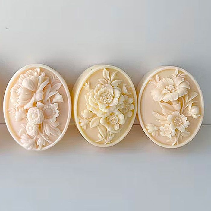 Bas Relief Oval Floral Molds Set of 3