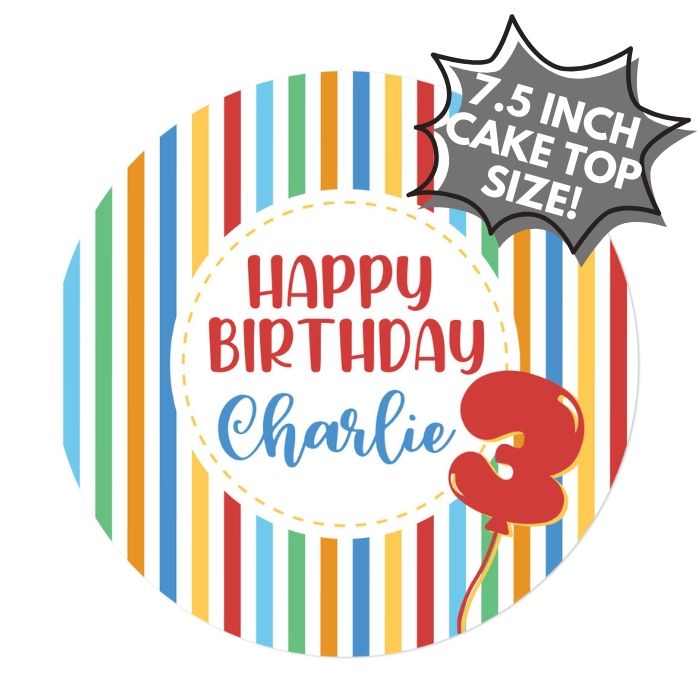 Customizable Icing Sheets Birthday Balloon CAKE SIZE