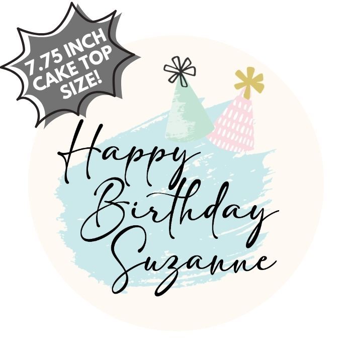 Customizable Icing Sheet Birthday Hats CAKE SIZE