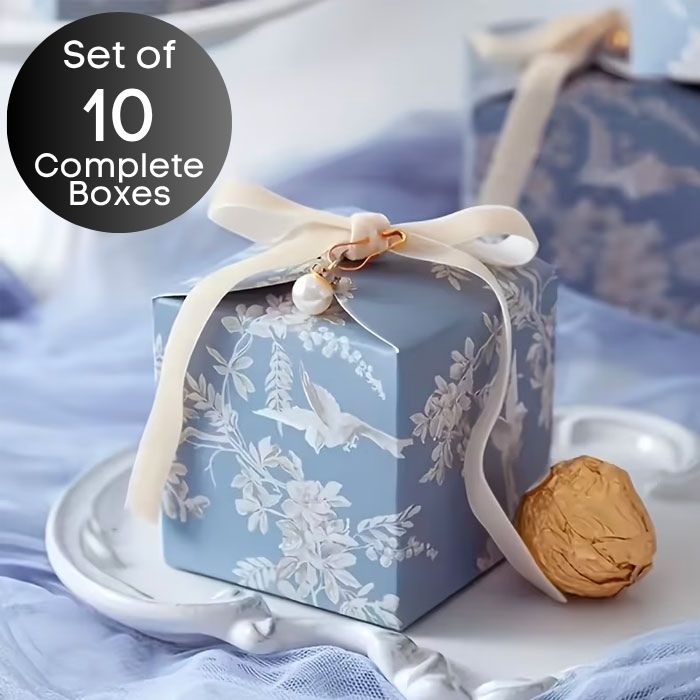 Blue Toile Treat Boxes (Set of 10)