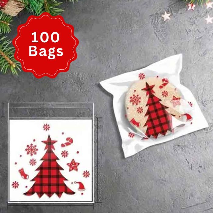 Self Seal Cookie Bags Flannel Trees