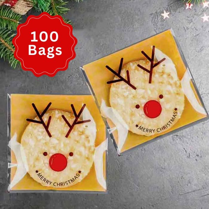 Self Seal Cookie Bags Rudolph