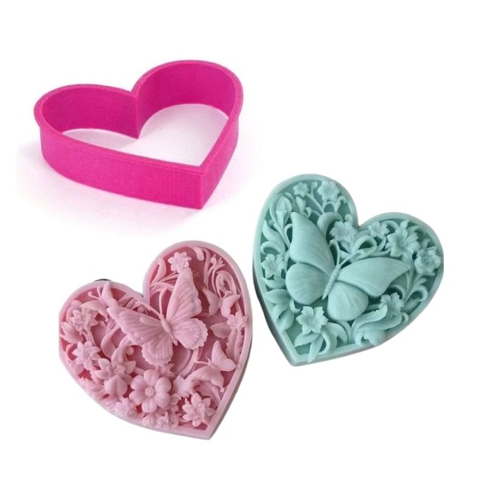 Chocolate Covered XL Bas Relief Heart Molds & Cutter Set
