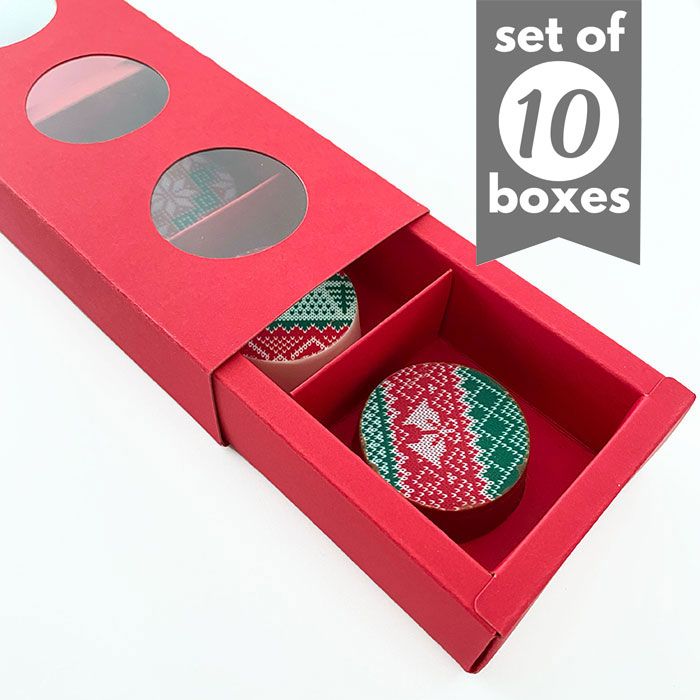 Cookie Treat Boxes 3 Cavity Red