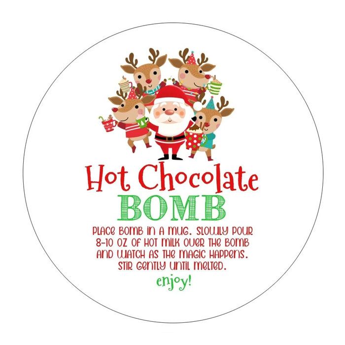 Christmas Friends Cocoa Bomb Stickers Set of 25