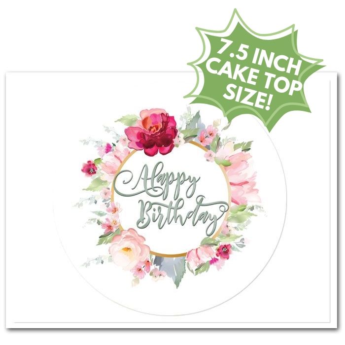 Icing Sheet Pink Watercolor Birthday