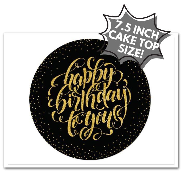 Icing Sheet Glitter Happy Birthday Black Cake Topper