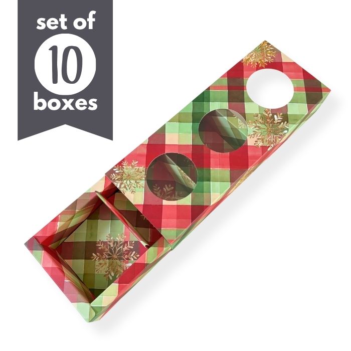 Cookie Treat Boxes 3 Cavity Christmas Plaid