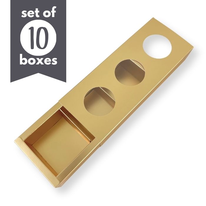 Cookie Treat Boxes 3 Cavity Gold (SKU 44433)
