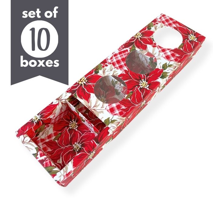 Cookie Treat Boxes 3 Cavity Preppy Poinsettias