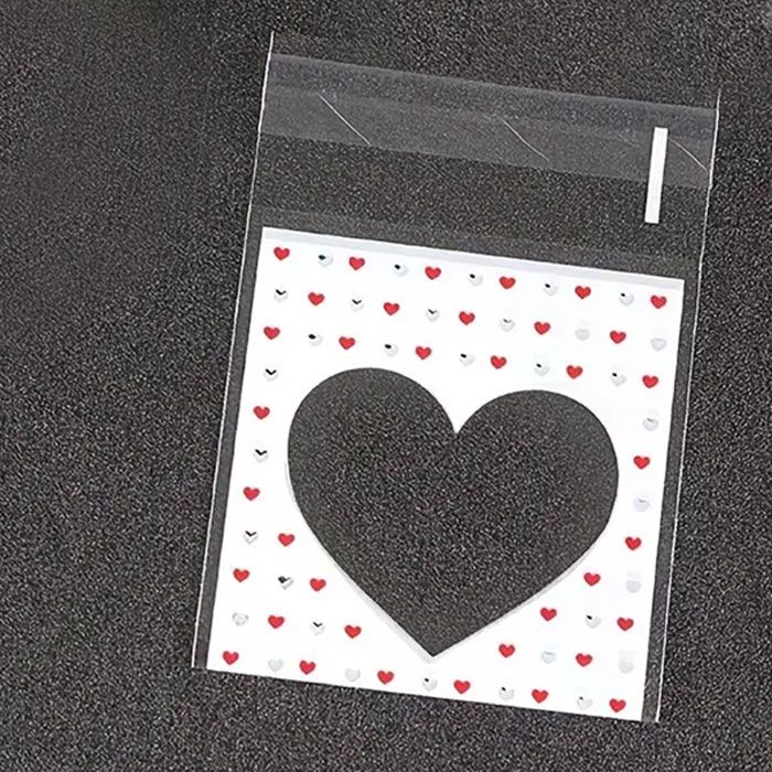 Self Seal Cookie Bags Heart Window