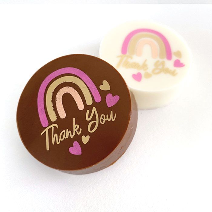 Chocolate Transfer Sheet Boho Rainbow Thank You Rounds